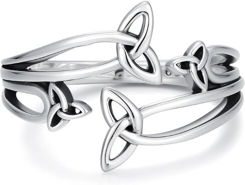 AOBOCO Vintage Celtic Sunflower Ring for Women 925 Sterling Silver Love Knot Oxidized Adjustable Ring for Women Her in Saudi Arabia