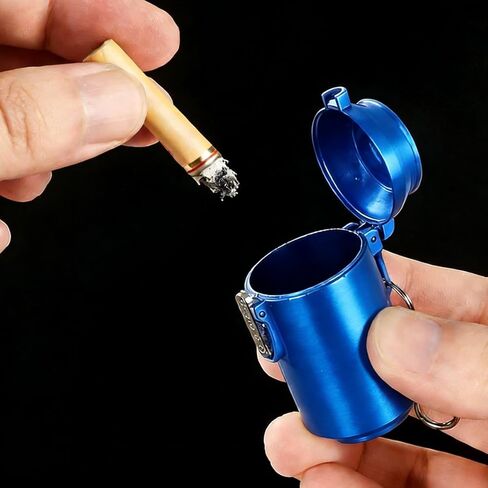 Mini Portable - Compact Ashtray, Heavy-duty Stainless Steel Structure - Ideal Gift for Men - Modern Minimalist Design (blue) in Saudi Arabia
