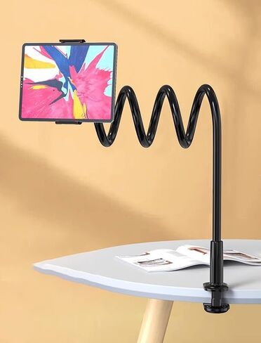 360° Rotating Tablet Phone Holder Spiral Base Lazy Mobile Phone Tablet Bedside Stand Bed Lazy Stand,3.3Ft（Black） in Saudi Arabia