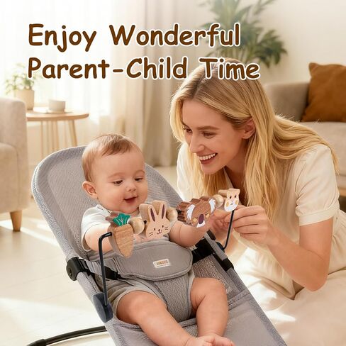 BEBOAN Baby Bjorn Bouncer Toy Bar - Toy Bar for Soft & Bliss Baby Bouncer, 360°Rotating Natural Wooden Toys, Easy to Attach/Remove Exciting Design for Curious Babies(Cute Animals) in Kuwait