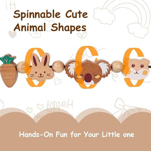 BEBOAN Baby Bjorn Bouncer Toy Bar - Toy Bar for Soft & Bliss Baby Bouncer, 360°Rotating Natural Wooden Toys, Easy to Attach/Remove Exciting Design for Curious Babies(Cute Animals) in Kuwait