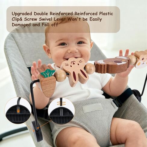BEBOAN Baby Bjorn Bouncer Toy Bar - Toy Bar for Soft & Bliss Baby Bouncer, 360°Rotating Natural Wooden Toys, Easy to Attach/Remove Exciting Design for Curious Babies(Cute Animals) in Kuwait