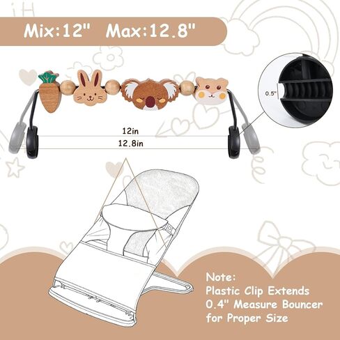 BEBOAN Baby Bjorn Bouncer Toy Bar - Toy Bar for Soft & Bliss Baby Bouncer, 360°Rotating Natural Wooden Toys, Easy to Attach/Remove Exciting Design for Curious Babies(Cute Animals) in Kuwait