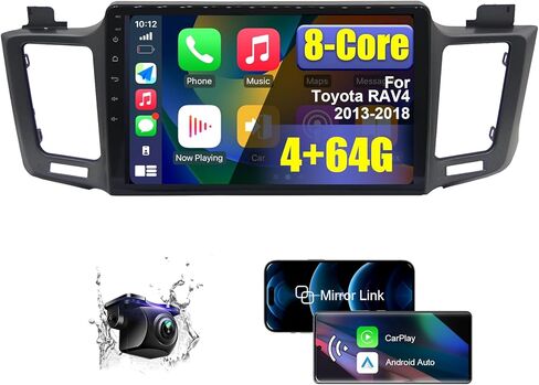 4 + 64G ترقية أندرويد 14 راديو السيارة ستيريو لتويوتا RAV4 2013-2018 | كاربلاي لاسلكي وأندرويد أوتو | شاشة لمس 10.1 بوصة اتش دي 1280*800 | كاميرا احتياطية 1080P بلوتوث AM/FM/RDS واي فاي SWC نظام تحديد المواقع in Kuwait