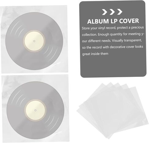 50Pcs Vinyl Record Sleeve Cover Outer Protective Cover Wrinkle Transparent Design for Safe Storage and Display of Your Vinyl Collection in Saudi Arabia