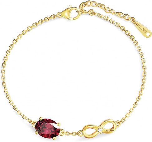 Birthstone Gold Bracelets for Women, 14K Gold Plated Infinity Charm Bracelet, Dainty Adjustable Hand Chain Jewelry, Trendy Birthday Gift for Mom, Wife or Her in Saudi Arabia
