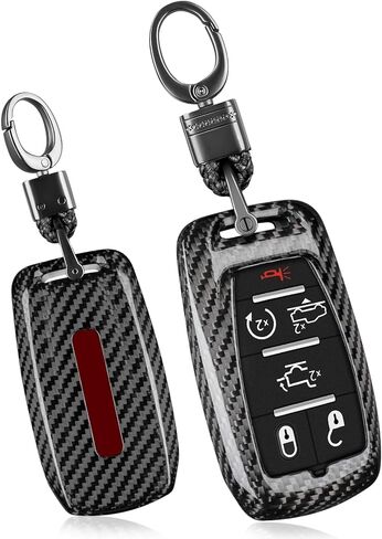 T-carbon Real Glass Fiber Key Fob Protector Keychain Compatible with Ram 1500 2500 3500 TRX Limited Rebel Bighorn Lonestar Laramie Key Fob Cover 2019-2025,Silver Black in Saudi Arabia