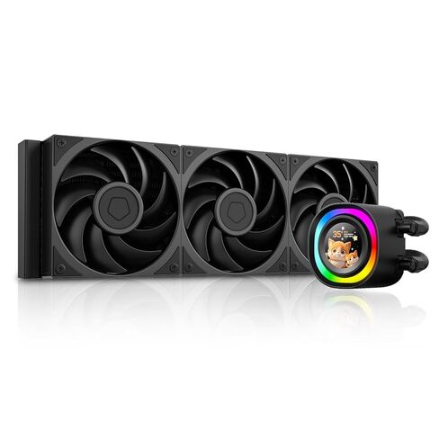 ID-COOLING FX360 LCD PE White - مبرد وحدة المعالجة المركزية السائل AIO مقاس 360 مم مع شاشة LCD كاملة الألوان مقاس 1.48 بوصة، وطاقة TDP 350 وات، ومراوح تدفق هواء عالية 3 × 120 مم، ودعم Intel LGA1851/1700 وAMD AM5/AM4 in Kuwait