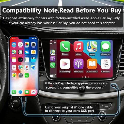 محول CarPlay لاسلكي 3 في 1 مع بث الفيديو، ونسخ الشاشة والشحن السريع، يمكّن Net-Flix/YouTube/TikTok عبر اتصال سلكي، التوصيل والتشغيل لأجهزة i-Phone وAndroid in Kuwait