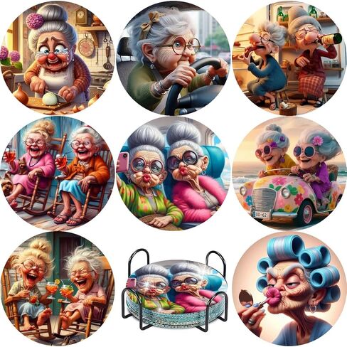 8 Pcs Gnome Diamond Art Coasters Kits with Holder, Gnome Coffee Diamond Painting Coasters Kits for Adults, DIY 5D Diamond Dots Small Mini Kit Full Drill Art Craft Supplies 4X4 Inch in Saudi Arabia