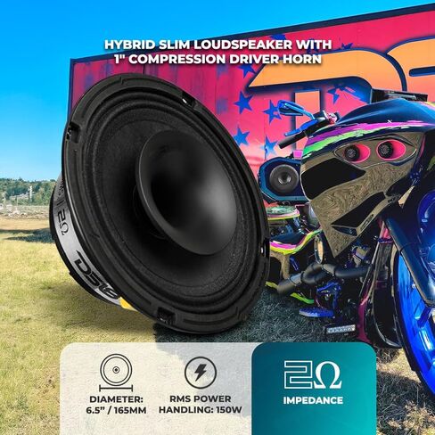 DS18 PRO-HY6.2MSL مكبر صوت هجين نحيف مقاس 6.5 بوصة مع بوق تشغيل مضغوط مقاس 1 بوصة، ومتوسط ​​المدى هجين ضحل محوري مقاس 6.5 بوصة مع محرك in Kuwait