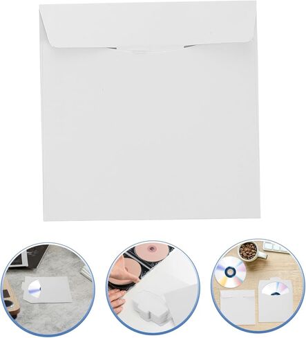 50 قطعة من Luxshiny لأغلفة وأغلفة أقراص DVD الورقية وحوامل تخزين لأقراص الوسائط، تصميم خفيف الوزن يحمي من البقع لتنظيم وأقراص DVD in Kuwait