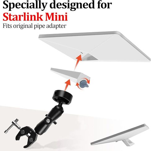 طقم تركيب صغير من ستارلينك للشاحنات والقوارب RV | دعامة ألومنيوم بدون ثقب، تركيب لمدة 5 دقائق، محول عمود سبائك الألومنيوم العالمي لتركيب طبق الأقمار الصناعية الصغير Starlink in Kuwait