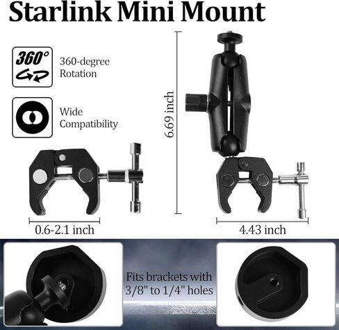 طقم تركيب صغير من ستارلينك للشاحنات والقوارب RV | دعامة ألومنيوم بدون ثقب، تركيب لمدة 5 دقائق، محول عمود سبائك الألومنيوم العالمي لتركيب طبق الأقمار الصناعية الصغير Starlink in Kuwait
