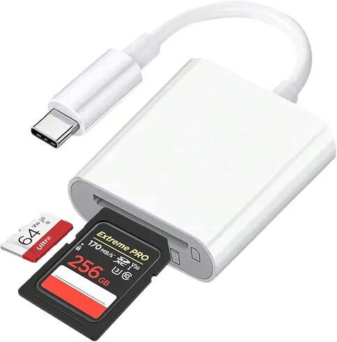 SD Card Reader for iPhone, iPad, and Camera, Dual Connector(Lightning&USB-C) Digital Camera Reader Adapter, Dual Slot Memory Card Adapter, Supports MicroSD/TF/SD, Portable Trail Viewer in Saudi Arabia