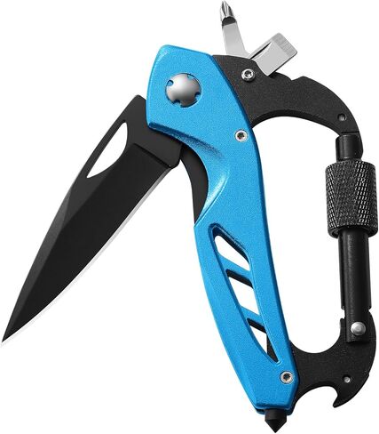 Pink Multitool Carabiner Knife for Women Men,Survival Gear for Camping Hiking，EDC Carabiners, 6-in-1 Multi Tools with Window Breaker, Bottle Opener and Screwdriver,Gifts for Women/Men (Pink) in Saudi Arabia