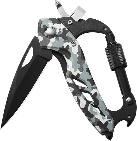 Pink Multitool Carabiner Knife for Women Men,Survival Gear for Camping Hiking，EDC Carabiners, 6-in-1 Multi Tools with Window Breaker, Bottle Opener and Screwdriver,Gifts for Women/Men (Pink) in Saudi Arabia