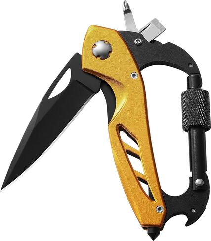 Pink Multitool Carabiner Knife for Women Men,Survival Gear for Camping Hiking，EDC Carabiners, 6-in-1 Multi Tools with Window Breaker, Bottle Opener and Screwdriver,Gifts for Women/Men (Pink) in Saudi Arabia