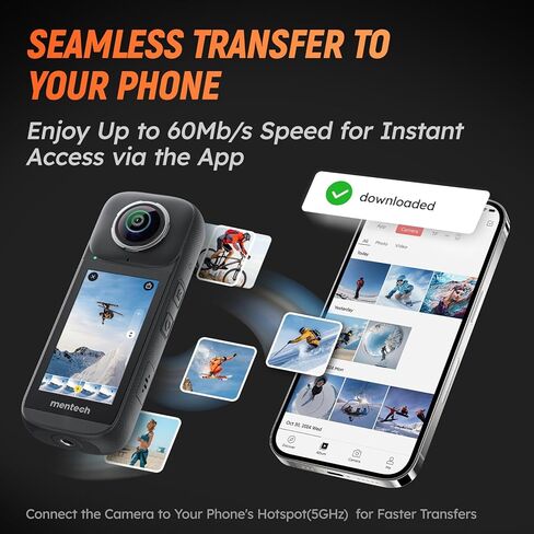 كاميرا PanoX V3 8K 360 مقاومة للماء، صورة 12K، تسجيل شاشة مقسمة، شاشة لمس 3 بوصات، تحرير AI، بث مباشر 4K، نظام تحديد المواقع المدمج، عصا سيلفي غير مرئية مع تثبيت، بطاقة 128 جيجابايت + حافظة in Kuwait