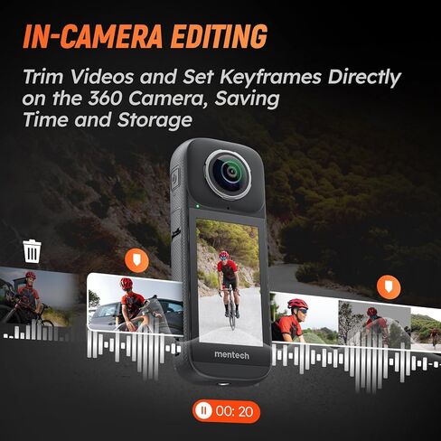 كاميرا PanoX V3 8K 360 مقاومة للماء، صورة 12K، تسجيل شاشة مقسمة، شاشة لمس 3 بوصات، تحرير AI، بث مباشر 4K، نظام تحديد المواقع المدمج، عصا سيلفي غير مرئية مع تثبيت، بطاقة 128 جيجابايت + حافظة in Kuwait