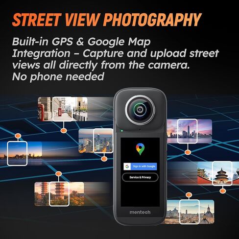 كاميرا PanoX V3 8K 360 مقاومة للماء، صورة 12K، تسجيل شاشة مقسمة، شاشة لمس 3 بوصات، تحرير AI، بث مباشر 4K، نظام تحديد المواقع المدمج، عصا سيلفي غير مرئية مع تثبيت، بطاقة 128 جيجابايت + حافظة in Kuwait