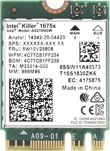 بطاقة Killer Wi-Fi 6E AX1675x Tri Band AX210 M.2 2230 Bluetooth 5.3 WiFi (حزمة واحدة) in Kuwait