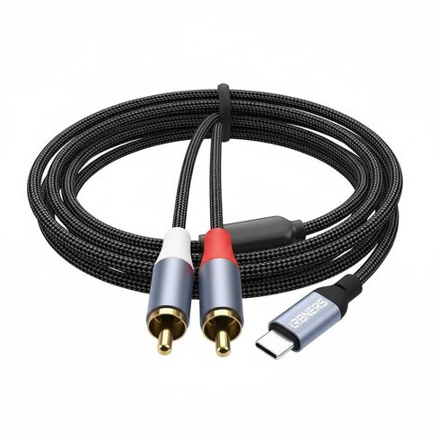 10FT USB-C to Dual RCA Cable - Digital to Analog Audio Cable with DAC Chip, Gold-Plated RCA Connectors, Dual-Shielded for Home Audio/Turntables/Amplifiers in Kuwait