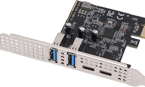 بطاقة Tangxi PCIe إلى USB 3.2 Gen 1 مع عرض نطاق ترددي 5 جيجابت في الثانية، ومنفذين USBC وUSBA، التوصيل والتشغيل، بطاقة USB توسيع PCIe للكمبيوتر المكتبي in Kuwait