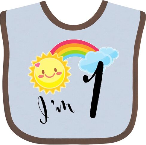inktastic I'm 1- First Birthday Sun Rainbow Baby Bib in Saudi Arabia