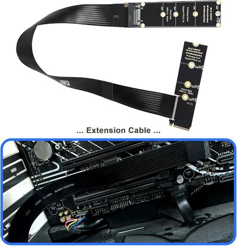كابل تمديد eMagTech NGFF M-Key NVME ذكر إلى أنثى PCI-E 4.0 للوحة الأم SSD 2230 2242 2260 2280، 30 سم (90 درجة) in Kuwait