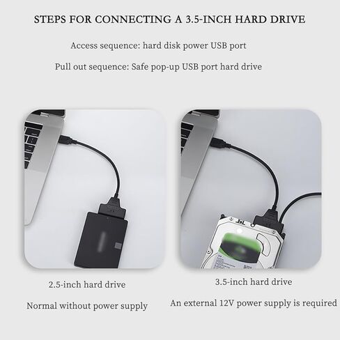 USB 3.0 to SATA Adapter Cable for 2.5"/3.5" HDD/SSD, SATA to USB External Hard Drive Converter, JMS578 Chip, OTG Support, 11.9in in Saudi Arabia