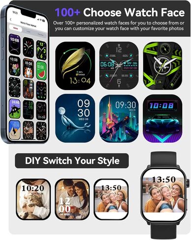 ساعة ذكية (الرد/إجراء مكالمة)، ساعة ذكية بشاشة AMOLED منحنية 2.1 بوصة للرجال والنساء، أكثر من 100 وضع رياضي لتتبع اللياقة البدنية، مراقب معدل ضربات القلب أثناء النوم، SpO2، متتبع نشاط IP68، متوافق مع Android وiOS in Kuwait