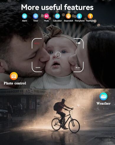 ساعة ذكية (الرد/إجراء مكالمة)، ساعة ذكية بشاشة AMOLED منحنية 2.1 بوصة للرجال والنساء، أكثر من 100 وضع رياضي لتتبع اللياقة البدنية، مراقب معدل ضربات القلب أثناء النوم، SpO2، متتبع نشاط IP68، متوافق مع Android وiOS in Kuwait