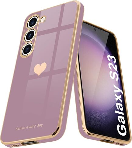 جراب Teageo لهاتف Samsung Galaxy S23 للنساء والبنات لطيف على شكل قلب فاخر وغطاء خلفي ناعم ومرتفع لحماية الكاميرا الكاملة من السيليكون المقاوم للصدمات لهاتف Galaxy S23 5G، لافندر in Kuwait
