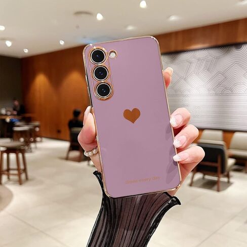 جراب Teageo لهاتف Samsung Galaxy S23 للنساء والبنات لطيف على شكل قلب فاخر وغطاء خلفي ناعم ومرتفع لحماية الكاميرا الكاملة من السيليكون المقاوم للصدمات لهاتف Galaxy S23 5G، لافندر in Kuwait
