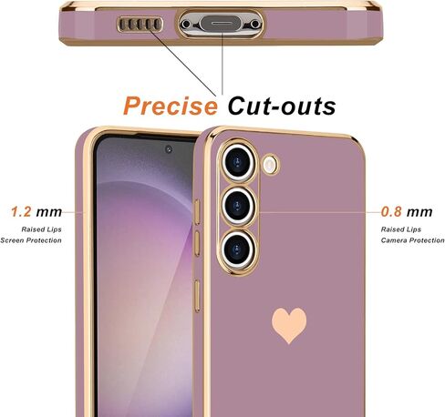 جراب Teageo لهاتف Samsung Galaxy S23 للنساء والبنات لطيف على شكل قلب فاخر وغطاء خلفي ناعم ومرتفع لحماية الكاميرا الكاملة من السيليكون المقاوم للصدمات لهاتف Galaxy S23 5G، لافندر in Kuwait
