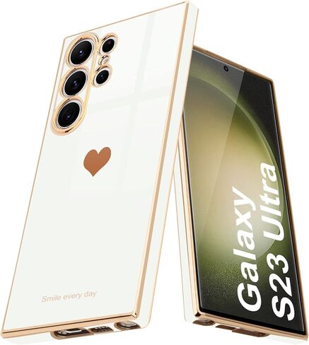 جراب Teageo لهاتف Samsung Galaxy S23 للنساء والبنات لطيف على شكل قلب فاخر وغطاء خلفي ناعم ومرتفع لحماية الكاميرا الكاملة من السيليكون المقاوم للصدمات لهاتف Galaxy S23 5G، لافندر in Kuwait