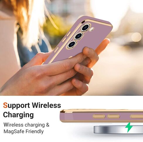 جراب Teageo لهاتف Samsung Galaxy S23 للنساء والبنات لطيف على شكل قلب فاخر وغطاء خلفي ناعم ومرتفع لحماية الكاميرا الكاملة من السيليكون المقاوم للصدمات لهاتف Galaxy S23 5G، لافندر in Kuwait