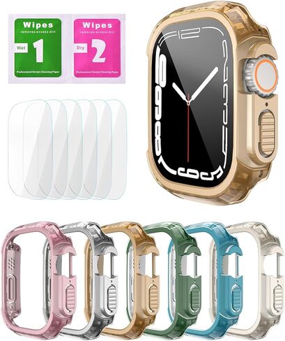 3-Pack Case for Apple Watch 45mm Series9/8/7 with Tempered Glass Screen Protector | Durable TPU Case Full Protective Face Cover | Compatible with iWatch 45mm in Kuwait