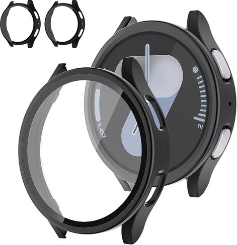 [2+2] Pack for Samsung Galaxy Watch 7 Screen Protector Case 40mm Accessories, Anti-Slip Ultra-Thin Scratch Resistant Cover with Tempered Glass for Galaxy Watch 7, Face Cover Set, Transparent in Saudi Arabia