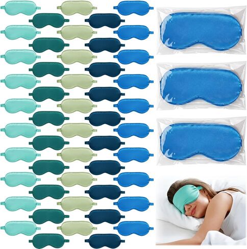 50 Pcs Silk Sleep Mask Blackout for Women Men, Adjustable Comfortable Eye Cover Blindfold No Pressure for Sleeping, Travel, Napping, 5 Colors(Classic Color) in Saudi Arabia