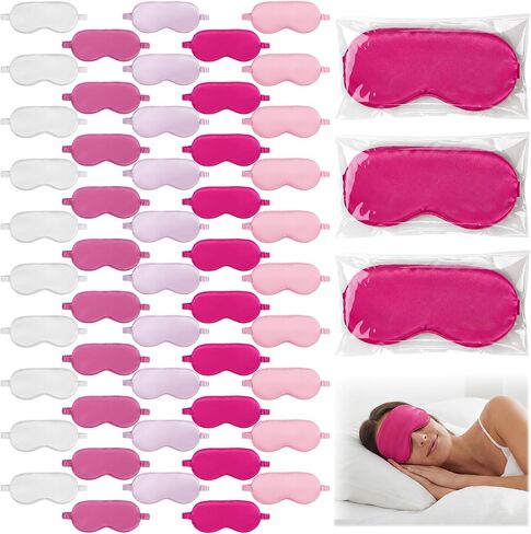 50 Pcs Silk Sleep Mask Blackout for Women Men, Adjustable Comfortable Eye Cover Blindfold No Pressure for Sleeping, Travel, Napping, 5 Colors(Classic Color) in Saudi Arabia