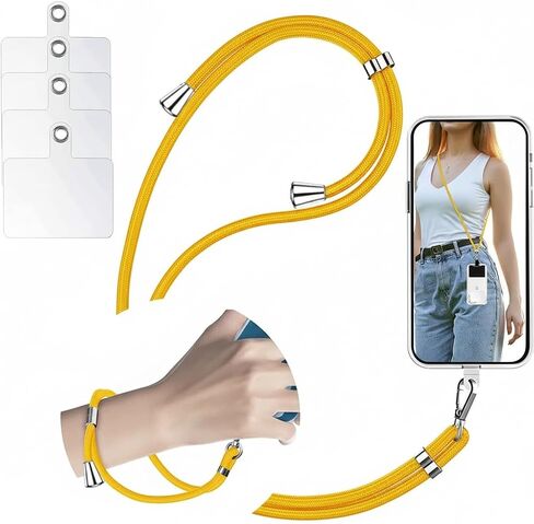 Cell Phone Lanyard Universal for iPhone Phone Full Case, Crossbody Cellphone Lanyards, Around Neck Hanging Necklace Sling, Cross Body Shoulder Strap, Anti-Theft, Hands Free yellow in Saudi Arabia