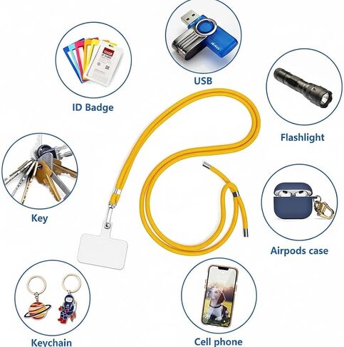 Cell Phone Lanyard Universal for iPhone Phone Full Case, Crossbody Cellphone Lanyards, Around Neck Hanging Necklace Sling, Cross Body Shoulder Strap, Anti-Theft, Hands Free yellow in Saudi Arabia