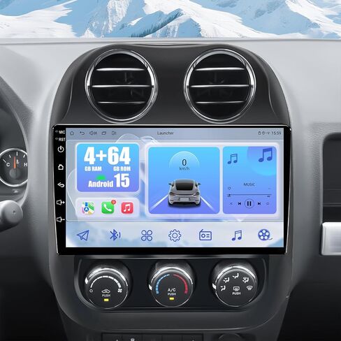 راديو سيارة 4G+64G لسيارة Jeep Patriot Compass 2010-2016: شاشة لمس 10 بوصات Android 15 ستيريو للسيارة لاستبدال راديو Jeep Patriot، CarPlay Android Auto اللاسلكي، بلوتوث/WiFi/GPS/FM SWC/كاميرا احتياطية in Kuwait