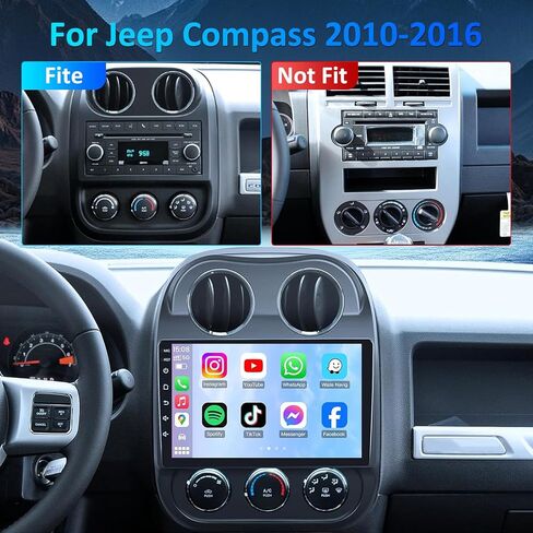 راديو سيارة 4G+64G لسيارة Jeep Patriot Compass 2010-2016: شاشة لمس 10 بوصات Android 15 ستيريو للسيارة لاستبدال راديو Jeep Patriot، CarPlay Android Auto اللاسلكي، بلوتوث/WiFi/GPS/FM SWC/كاميرا احتياطية in Kuwait