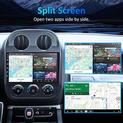 راديو سيارة 4G+64G لسيارة Jeep Patriot Compass 2010-2016: شاشة لمس 10 بوصات Android 15 ستيريو للسيارة لاستبدال راديو Jeep Patriot، CarPlay Android Auto اللاسلكي، بلوتوث/WiFi/GPS/FM SWC/كاميرا احتياطية in Kuwait