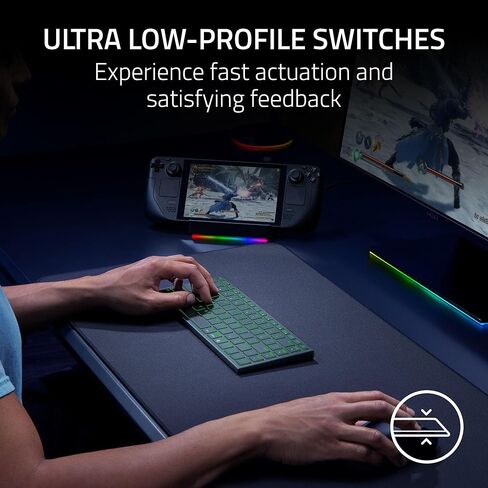 Razer Joro Portable Wireless Gaming Keyboard: Thin, Light, Compact - Chroma RGB - Low Profile Switches - Bluetooth - Long Battery Life - Snap Tap - for PC & Mac Laptops, Steam Deck, Tablet (Renewed) in Saudi Arabia
