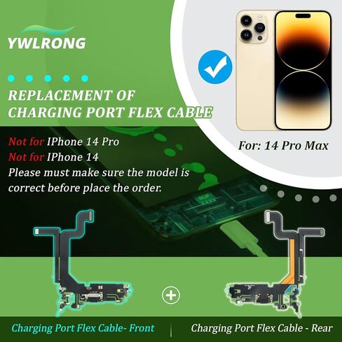 YWLRONG for iPhone 14 Pro Max Charging Port for iPhone 14 Pro Max Dock Connector Replacement USB Charger Board Flex Cable Assembly Accessories with Repair Tools(Gold) in Saudi Arabia