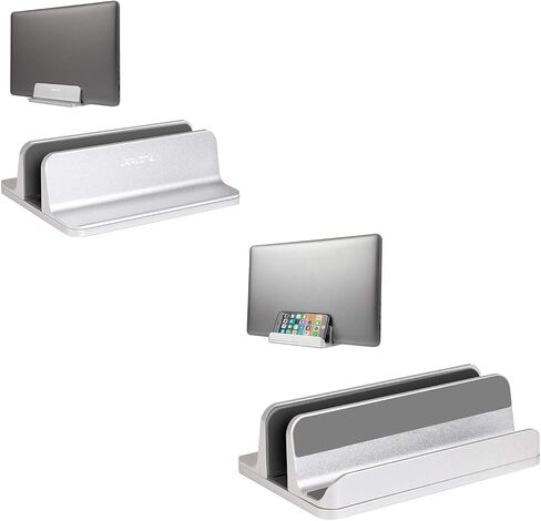 JARLINK Vertical Laptop Stand Bundle with (Upgraded Version) Vertical Laptop Stand, Desktop Stand Adjustable Laptop Holder (up to 17.3 inches) Compatible with All Laptops iPad Tablet (Silver) in Saudi Arabia